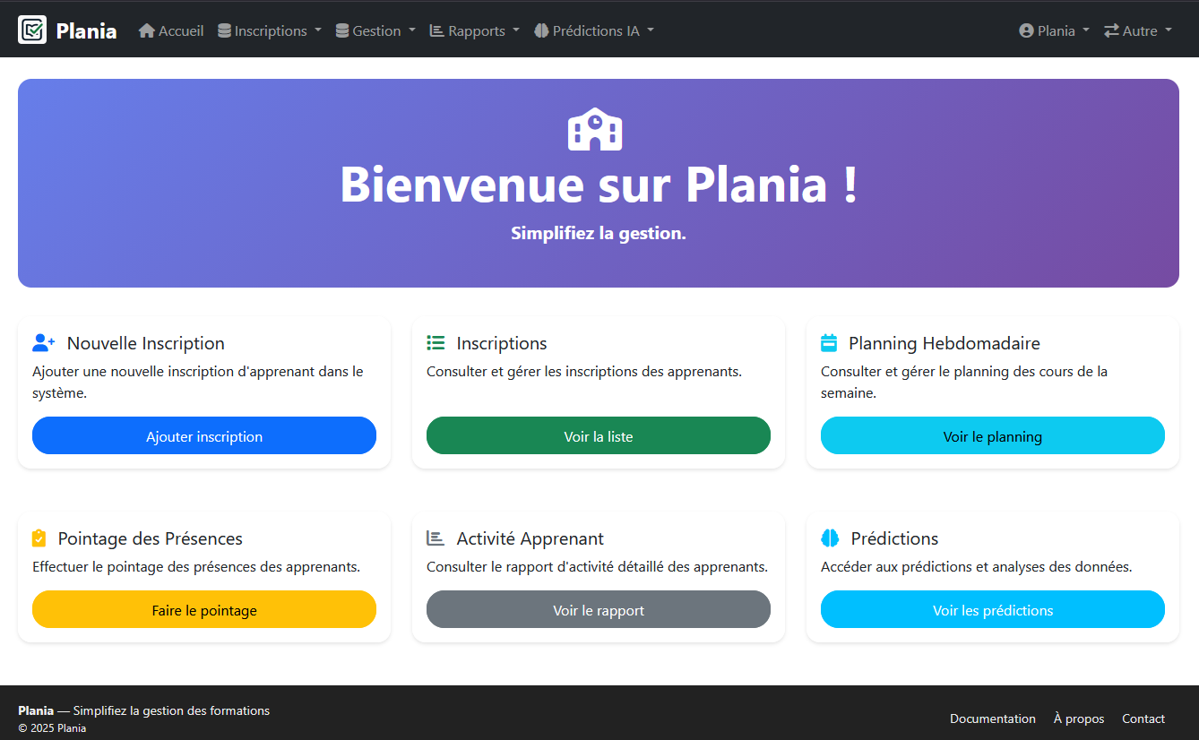 Plania – Application Flask